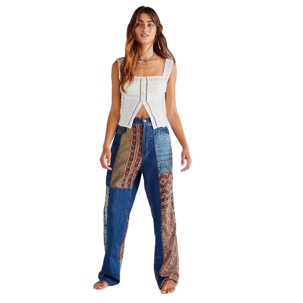 Free People by Dr. Collectors Patched Jeans - Picture 2 of 7